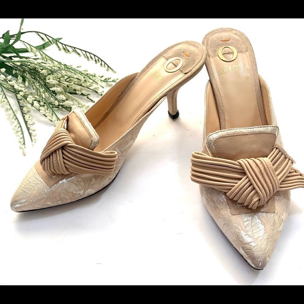 O Jour Old Satin/Leather Mules Wedding/Bridal
